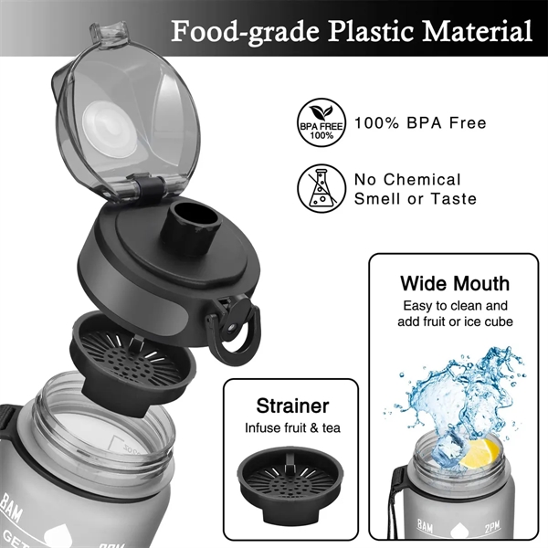 32 oz Motivational Water Bottles With Time Maker - 32 oz Motivational Water Bottles With Time Maker - Image 3 of 5