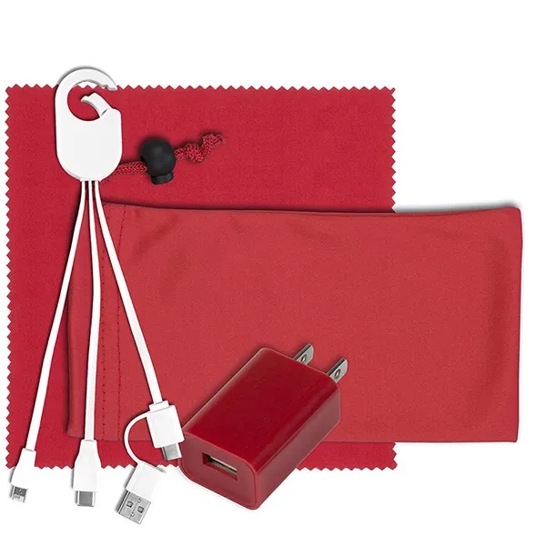 Mobile Tech Wall Charging Kit in Microfiber Cinch Pouch - Mobile Tech Wall Charging Kit in Microfiber Cinch Pouch - Image 6 of 11