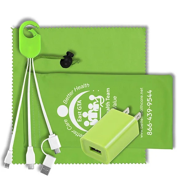 Mobile Tech Wall Charging Kit in Microfiber Cinch Pouch - Mobile Tech Wall Charging Kit in Microfiber Cinch Pouch - Image 9 of 14