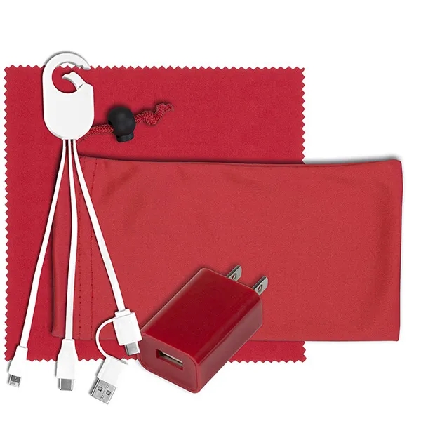 Mobile Tech Wall Charging Kit in Microfiber Cinch Pouch - Mobile Tech Wall Charging Kit in Microfiber Cinch Pouch - Image 10 of 14