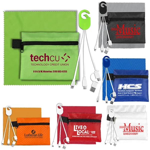 ReCharge Zip Mobile Tech Charging Cables in Zipper Pouch