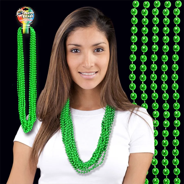 Metallic Green Mardi Gras Beads - Metallic Green Mardi Gras Beads - Image 0 of 3