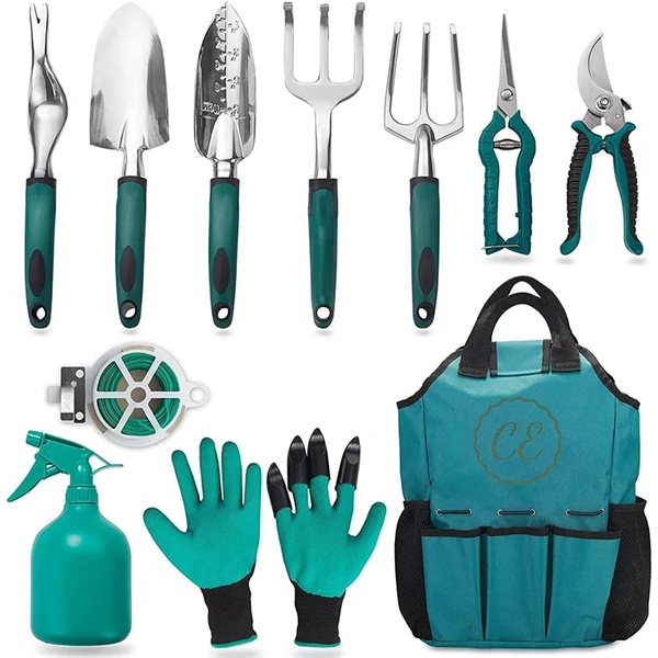11 Piece Aluminum Alloy Hand Tool Starter Kit with Garden Ba - 11 Piece Aluminum Alloy Hand Tool Starter Kit with Garden Ba - Image 0 of 4