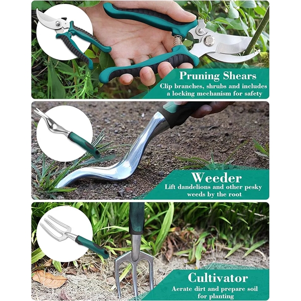 11 Piece Aluminum Alloy Hand Tool Starter Kit with Garden Ba - 11 Piece Aluminum Alloy Hand Tool Starter Kit with Garden Ba - Image 2 of 4