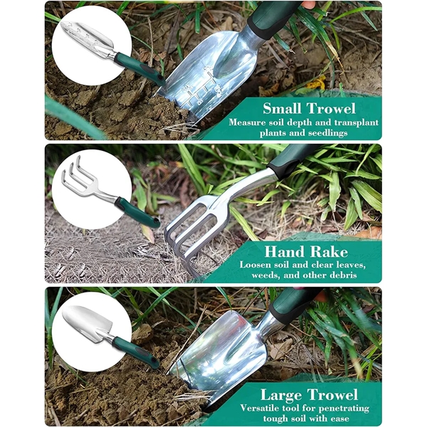 11 Piece Aluminum Alloy Hand Tool Starter Kit with Garden Ba - 11 Piece Aluminum Alloy Hand Tool Starter Kit with Garden Ba - Image 3 of 4