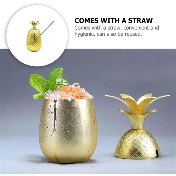 Multi-dimension Stainless Steel Pineapple Cocktail Straw Cup - Multi-dimension Stainless Steel Pineapple Cocktail Straw Cup - Image 4 of 5