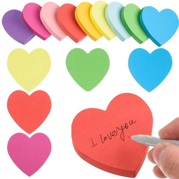 Multicolor Heart Shaped Sticky Memo Pads - Multicolor Heart Shaped Sticky Memo Pads - Image 0 of 6