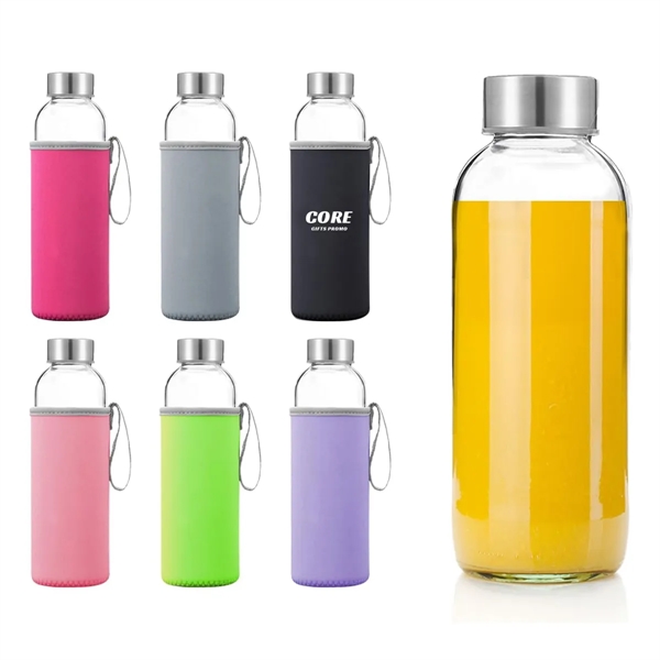 18 oz Glass Water Bottles with Sleeves - 18 oz Glass Water Bottles with Sleeves - Image 0 of 3