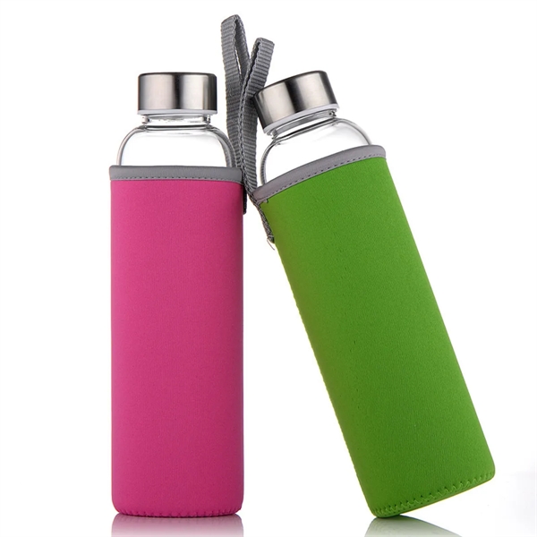 18 oz Glass Water Bottles with Sleeves - 18 oz Glass Water Bottles with Sleeves - Image 1 of 3