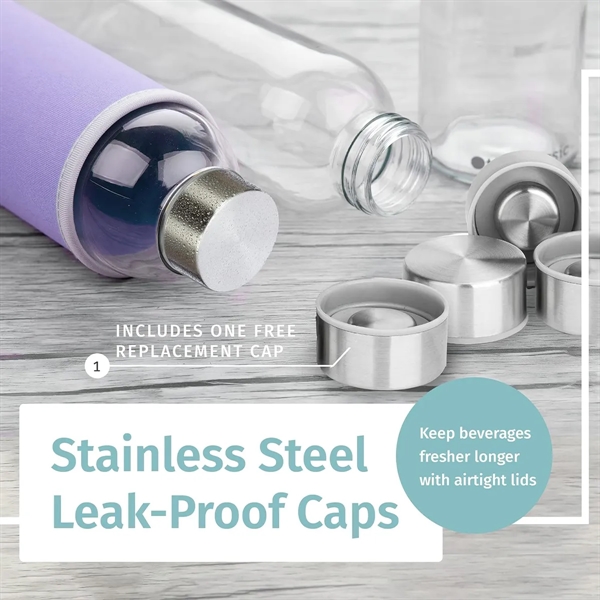 18 oz Glass Water Bottles with Sleeves - 18 oz Glass Water Bottles with Sleeves - Image 3 of 3