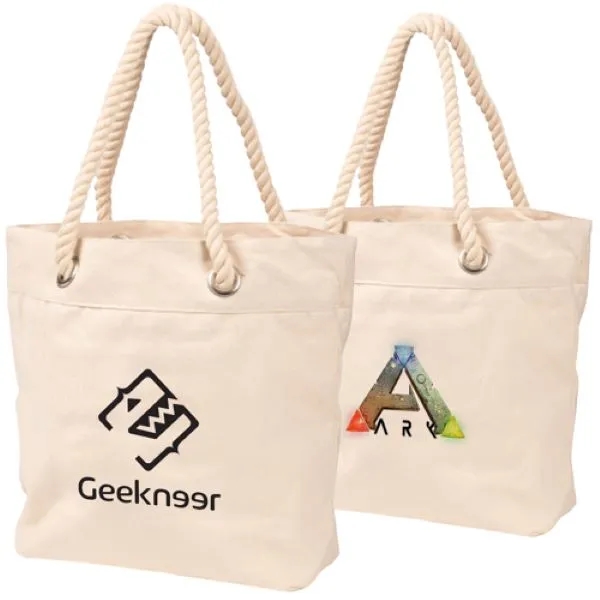 14 oz. Heavy-duty Cotton Canvas Tote Bag w/ Rope Handle - 14 oz. Heavy-duty Cotton Canvas Tote Bag w/ Rope Handle - Image 0 of 4