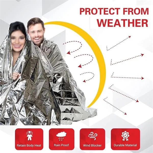 Outdoor Portable PET Silver fFrst Aid Blanket - Outdoor Portable PET Silver fFrst Aid Blanket - Image 2 of 3