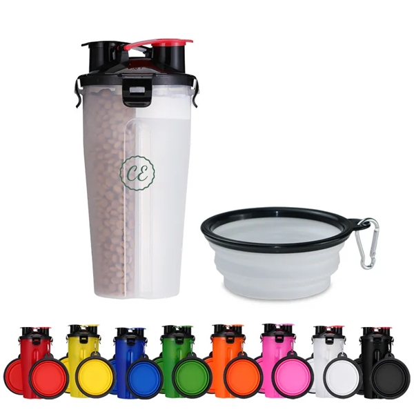 Pet Food Container-Water Bottle And Bowl 2 in 1 - Pet Food Container-Water Bottle And Bowl 2 in 1 - Image 0 of 3