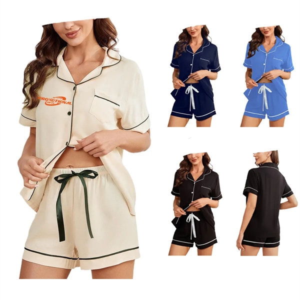 Womens Pajamas Short Sleeve Sleepwear Pj Set - Womens Pajamas Short Sleeve Sleepwear Pj Set - Image 0 of 2