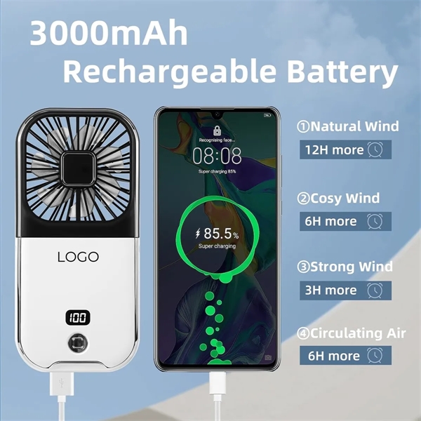 Hand-Held Portable Fan Mini Rechargeable Phone Holder - Hand-Held Portable Fan Mini Rechargeable Phone Holder - Image 2 of 5