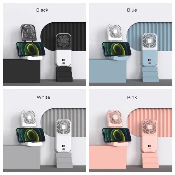 Hand-Held Portable Fan Mini Rechargeable Phone Holder - Hand-Held Portable Fan Mini Rechargeable Phone Holder - Image 4 of 5
