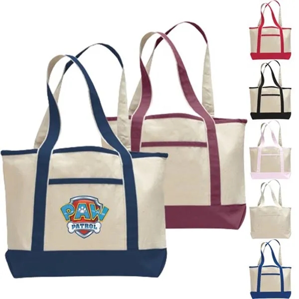 12 Oz. Small Cotton Canvas Deluxe Shopping Tote Bag - 12 Oz. Small Cotton Canvas Deluxe Shopping Tote Bag - Image 1 of 12