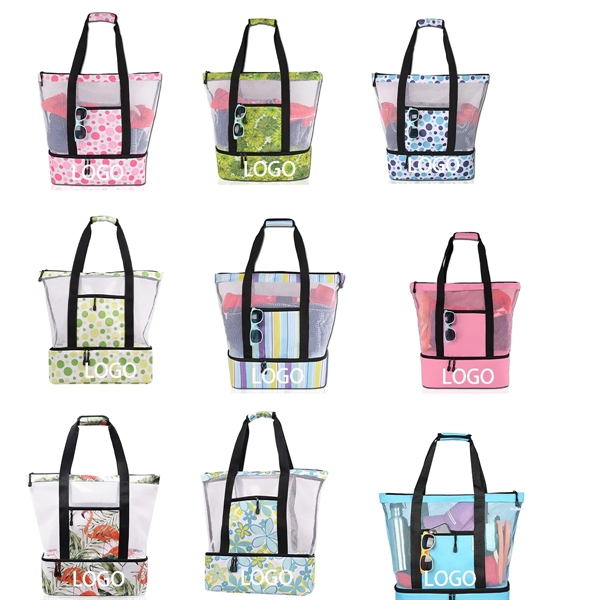 Summer Portable Mesh Picnic Beach Bag - Summer Portable Mesh Picnic Beach Bag - Image 1 of 4