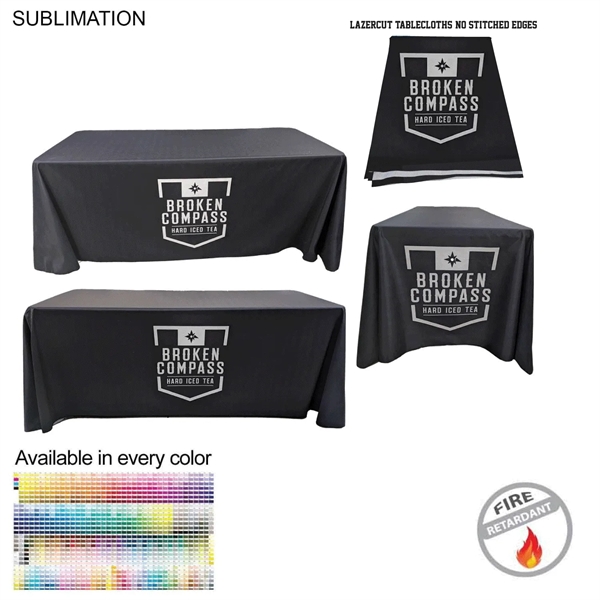 6' LazerCut 4-Sided Premium Sublimated Tablecloth - 6' LazerCut 4-Sided Premium Sublimated Tablecloth - Image 0 of 9