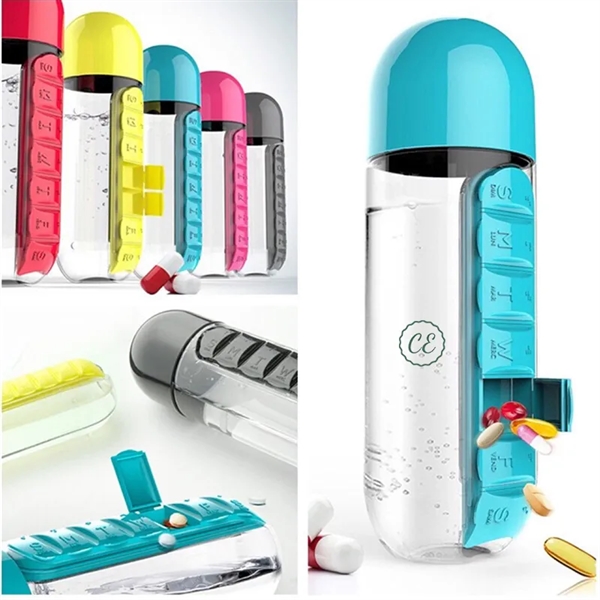 Portable Pill Organizer Water Bottle 20OZ - Portable Pill Organizer Water Bottle 20OZ - Image 0 of 1
