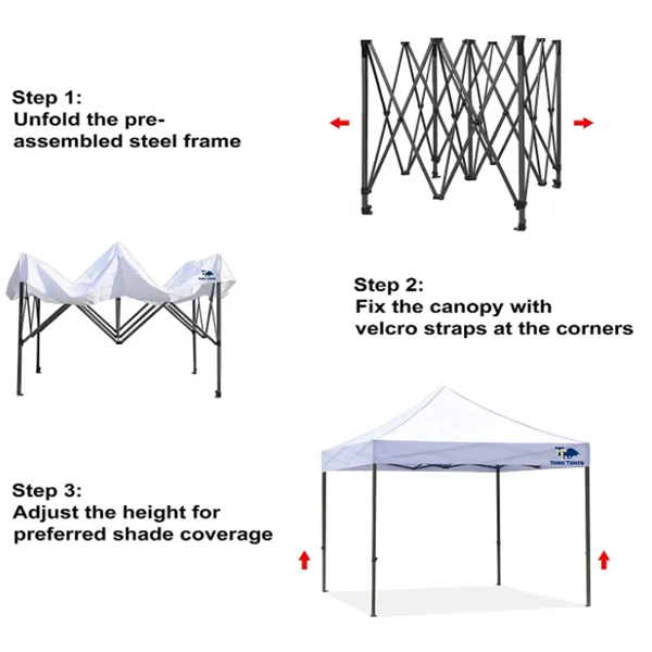 10x10 CUSTOM POP UP TENT STEEL FRAME - 10x10 CUSTOM POP UP TENT STEEL FRAME - Image 2 of 7