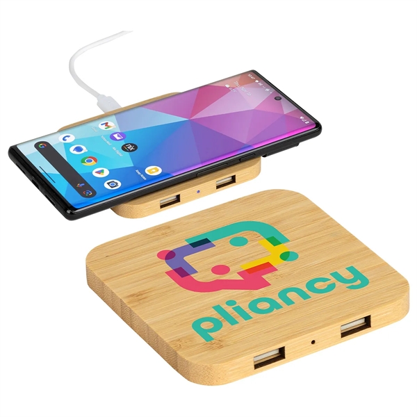 Panda FSC® Bamboo 5W Wireless Charger with Dual USB Ports - Panda FSC® Bamboo 5W Wireless Charger with Dual USB Ports - Image 0 of 0