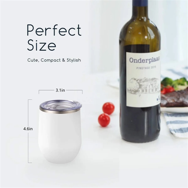 Stainless Steel Wine Tumbler with Lid 12Oz - Stainless Steel Wine Tumbler with Lid 12Oz - Image 3 of 4