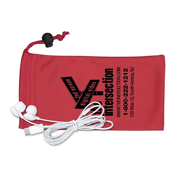 Tuneboom Mobile Tech Earbud Kit in Microfiber Cinch Pouch - Tuneboom Mobile Tech Earbud Kit in Microfiber Cinch Pouch - Image 1 of 15