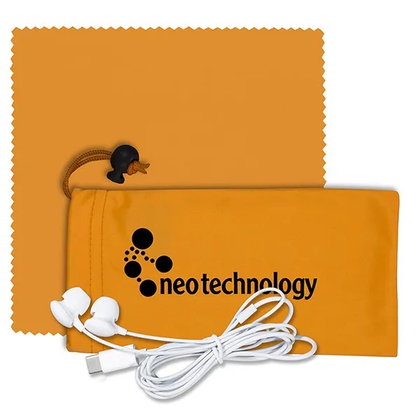 Mobile Tech Earbud Kit with Microfiber Cloth in Cinch Pouch - Mobile Tech Earbud Kit with Microfiber Cloth in Cinch Pouch - Image 1 of 12