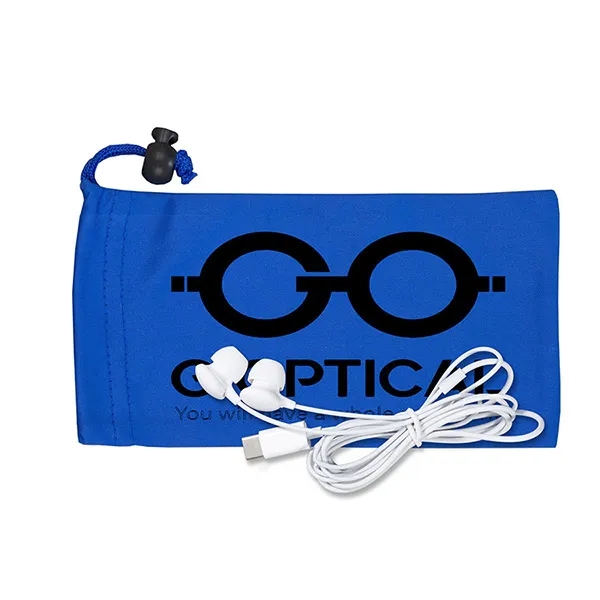 Mobile Tech Earbud Kit in Microfiber Cinch Pouch - Mobile Tech Earbud Kit in Microfiber Cinch Pouch - Image 4 of 13
