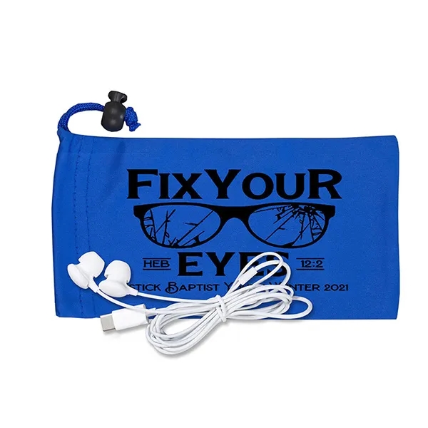 Mobile Tech Earbud Kit in Microfiber Cinch Pouch - Mobile Tech Earbud Kit in Microfiber Cinch Pouch - Image 7 of 13