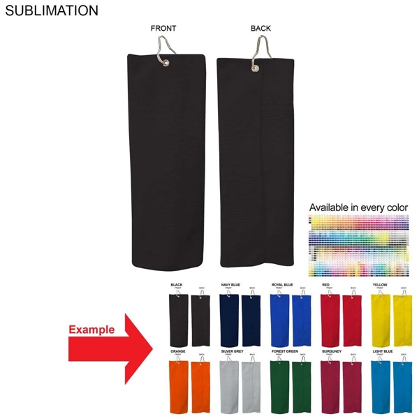 Colored Microfiber Dri-lite Terry Golf Towel, Trifold, 6x15
