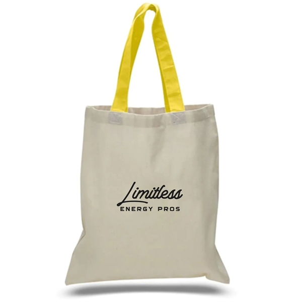 Eco-Friendly 100% Cotton Canvas Tote Bag W/ Color Handles - Eco-Friendly 100% Cotton Canvas Tote Bag W/ Color Handles - Image 2 of 25