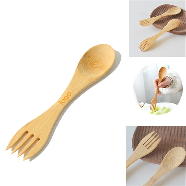 Reusable Versatile And Portable Wooden 2 In 1 Fork And Spoon
