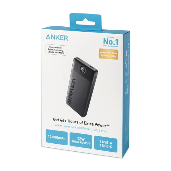 Anker 324 Power Bank (10000mAh, 12W, 2-Port) - Anker 324 Power Bank (10000mAh, 12W, 2-Port) - Image 1 of 1