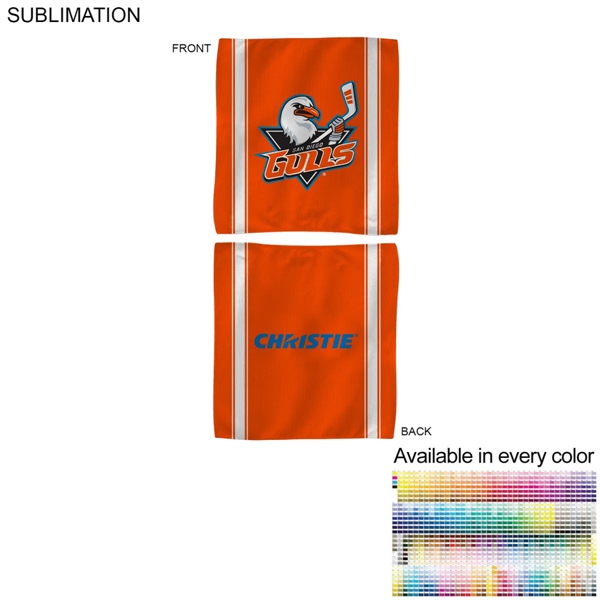 Colored Sublimated Rally Towel with Jersey stripes, 10x10