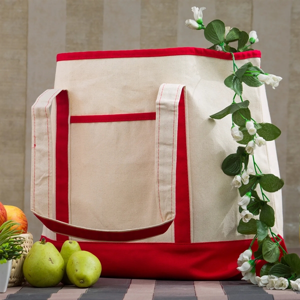 12 Oz. Large Cotton Canvas Zipper Deluxe Tote Bag - 12 Oz. Large Cotton Canvas Zipper Deluxe Tote Bag - Image 2 of 11