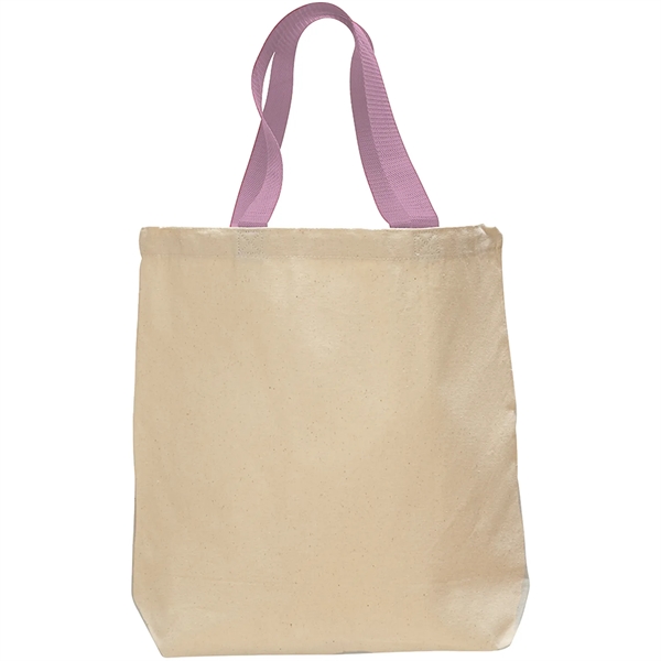 12 Oz. Cotton Canvas Color Handle Tote Bag w/ Bottom Gusset - 12 Oz. Cotton Canvas Color Handle Tote Bag w/ Bottom Gusset - Image 4 of 11