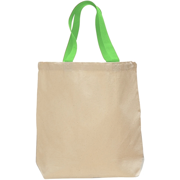 12 Oz. Cotton Canvas Color Handle Tote Bag w/ Bottom Gusset - 12 Oz. Cotton Canvas Color Handle Tote Bag w/ Bottom Gusset - Image 5 of 11