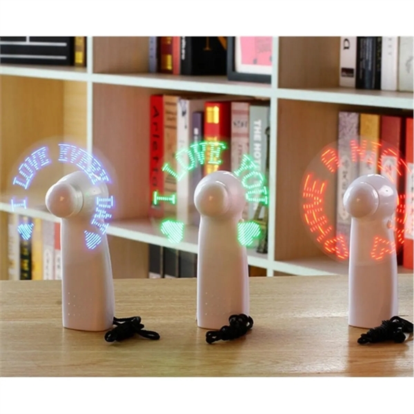 Pre-Programmed Message Mini Fans with LED Words - Pre-Programmed Message Mini Fans with LED Words - Image 1 of 2