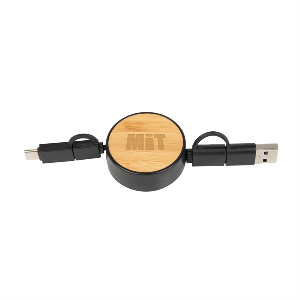 Bamboo Retractable 3-in-1 Charging Cable - Bamboo Retractable 3-in-1 Charging Cable - Image 3 of 4