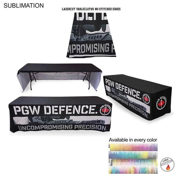 8' LazerCut 3-Sided Sublimated Tablecloth, Drape Style - 8' LazerCut 3-Sided Sublimated Tablecloth, Drape Style - Image 0 of 9