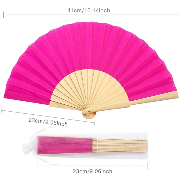 Custom 9 inches Bamboo Paper Folding Hand Held Fan - Custom 9 inches Bamboo Paper Folding Hand Held Fan - Image 2 of 2