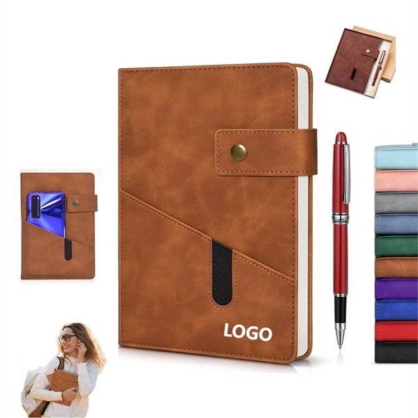 Hardcover Leather A5 Notebook With Deluxe Pen Gift Box - Hardcover Leather A5 Notebook With Deluxe Pen Gift Box - Image 0 of 5
