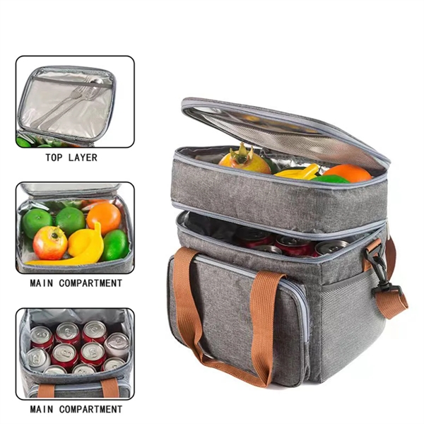 Double Deck Insulated Large Lunch Bag Cooler Box - Double Deck Insulated Large Lunch Bag Cooler Box - Image 1 of 5