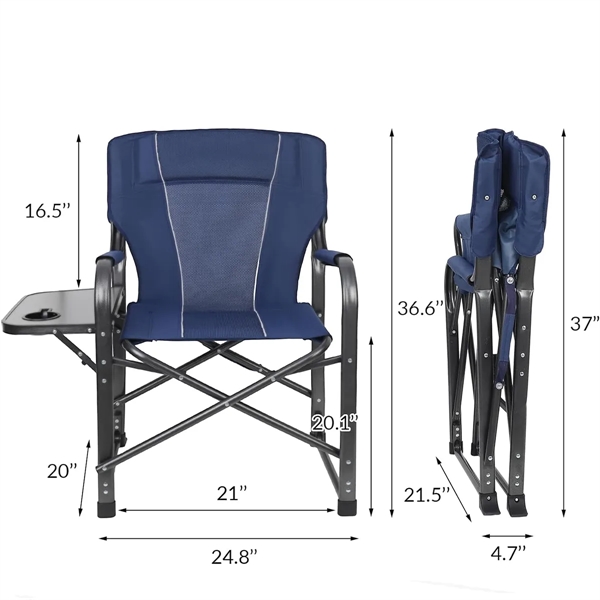 Portable Foldable Directors Chair with Side Table - Portable Foldable Directors Chair with Side Table - Image 1 of 2