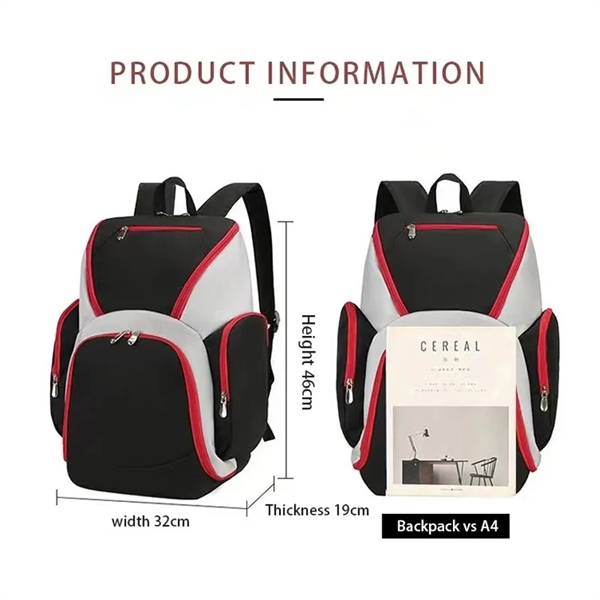 Large Capacity Sports Backpack with Separate Ball Holder - Large Capacity Sports Backpack with Separate Ball Holder - Image 1 of 4