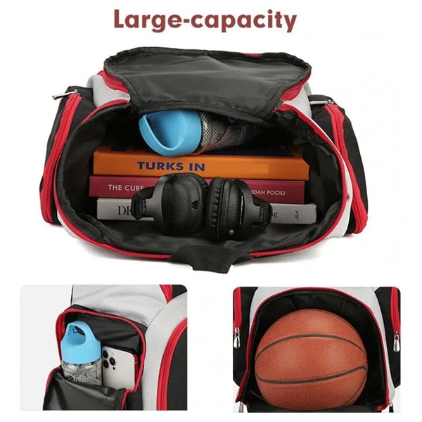 Large Capacity Sports Backpack with Separate Ball Holder - Large Capacity Sports Backpack with Separate Ball Holder - Image 2 of 4