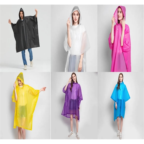 Rain Ponchos with Hood for Adults - Rain Ponchos with Hood for Adults - Image 2 of 3