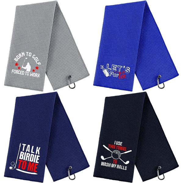 Microfiber Golf Towel (16" X 16") with Carabiner Clip - Microfiber Golf Towel (16" X 16") with Carabiner Clip - Image 0 of 2